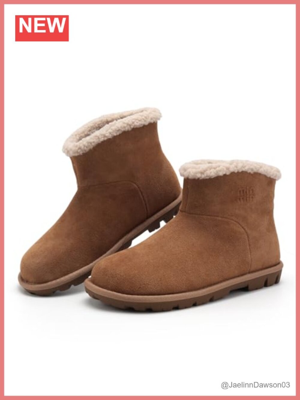 Womens Snow Boots Genuine Suede Leather Ankle Booties Warm Fur Lining